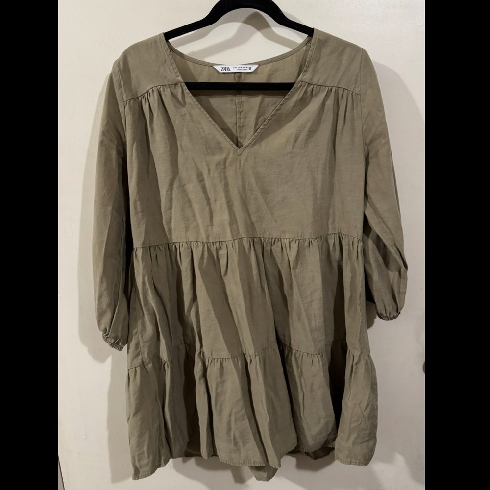 Zara Olive Babydoll Dress